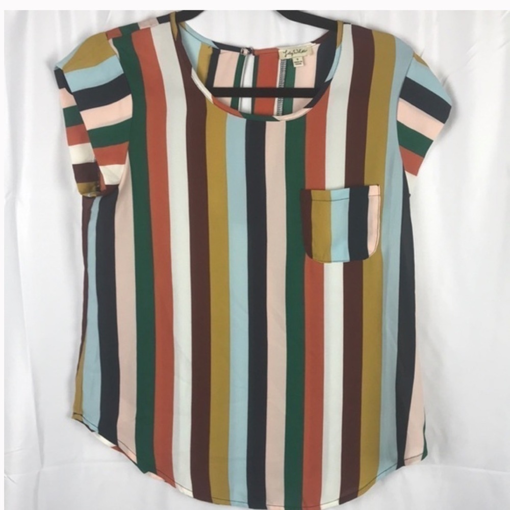 Lily White Striped Short Sleeve Top